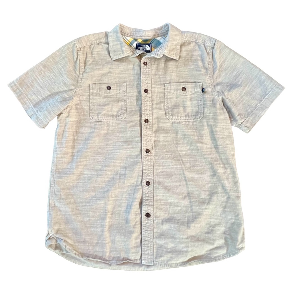 The North Face Shirt Mens L  Tan Short Sleeve Button Up Canvas Cotton